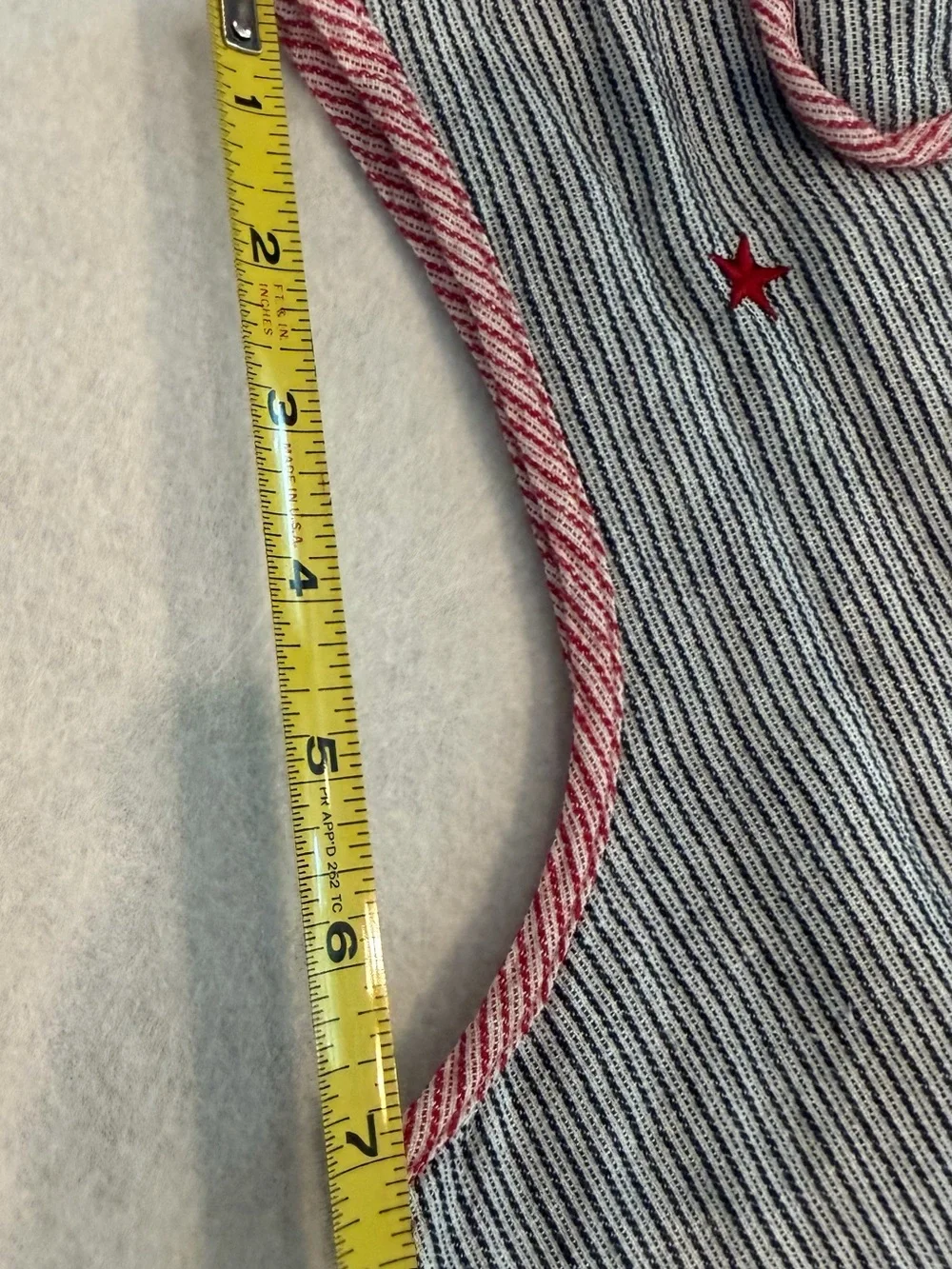 Blue-White Striped Tank with Star Embroidery -Vintage 4th of July Shirt - Picture 11 of 13